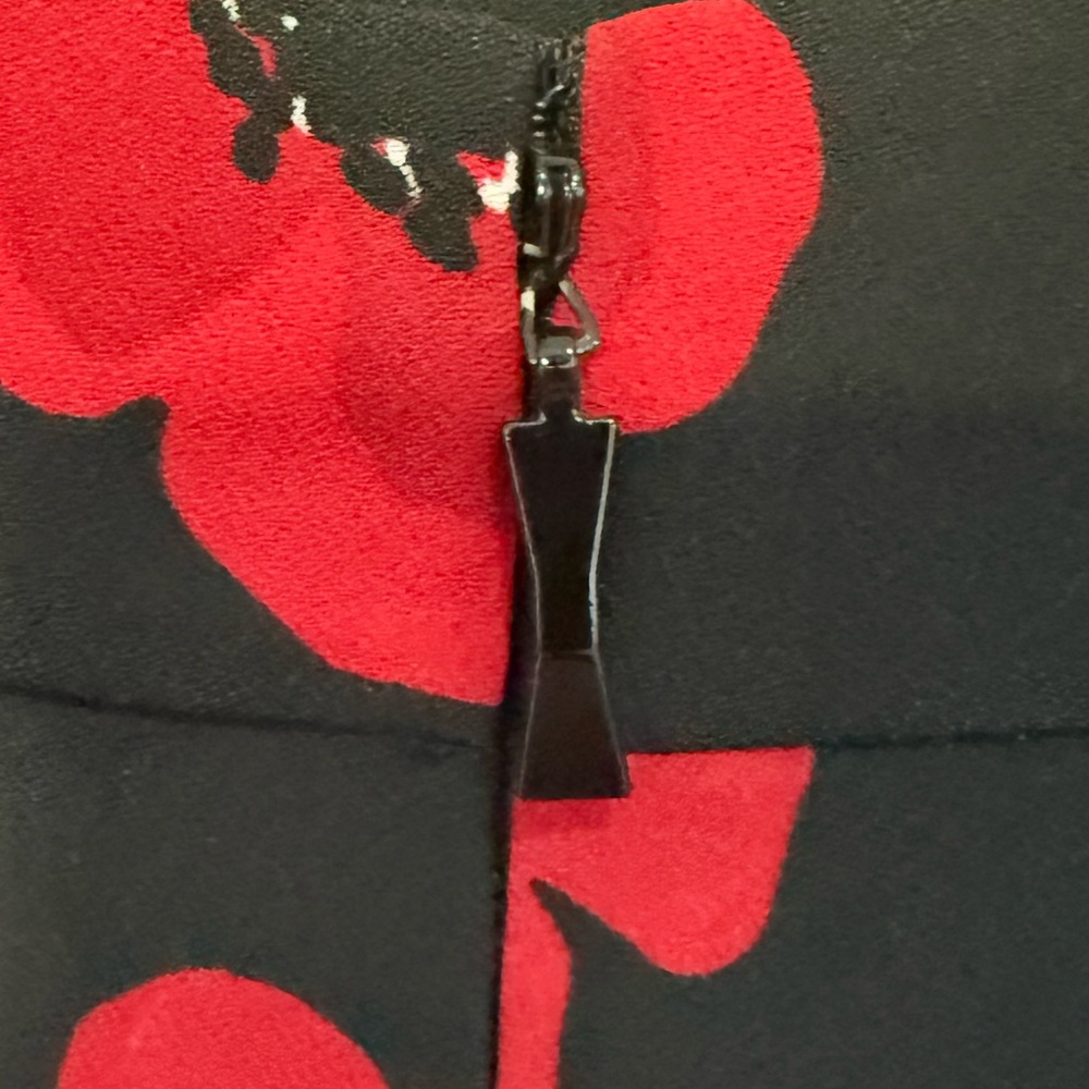 KATE SPADE Poppy Tiered Ruffle A-Line Skirt Black and Red Size 2 - Picture 8 of 12